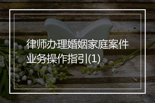 律师办理婚姻家庭案件业务操作指引(1)