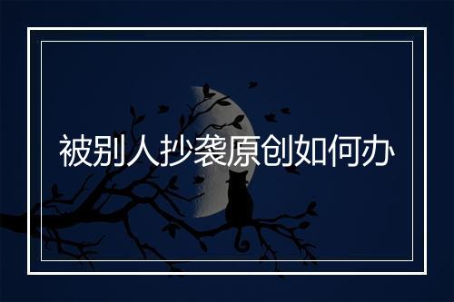 被别人抄袭原创如何办