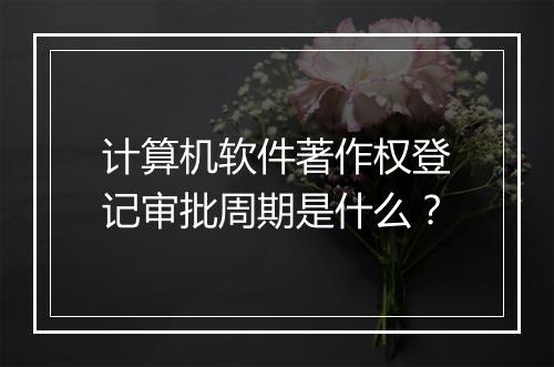 计算机软件著作权登记审批周期是什么？