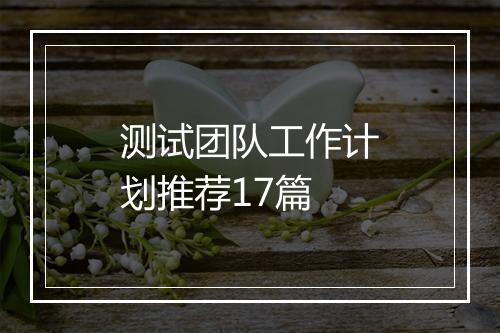 测试团队工作计划推荐17篇