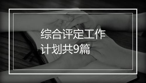 综合评定工作计划共9篇