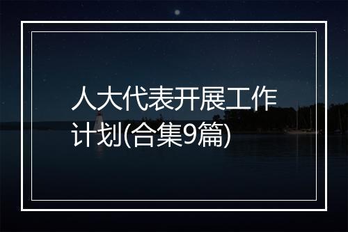 人大代表开展工作计划(合集9篇)