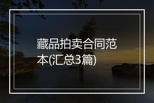 藏品拍卖合同范本(汇总3篇)