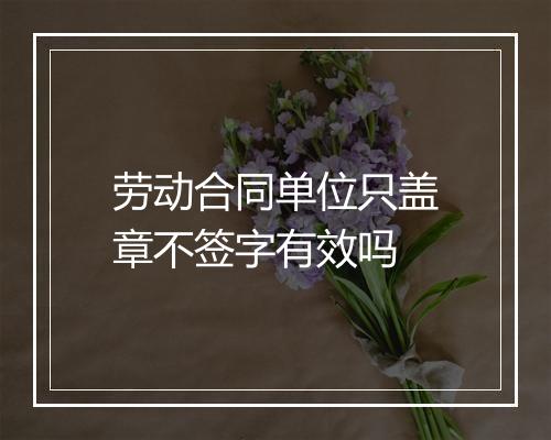劳动合同单位只盖章不签字有效吗