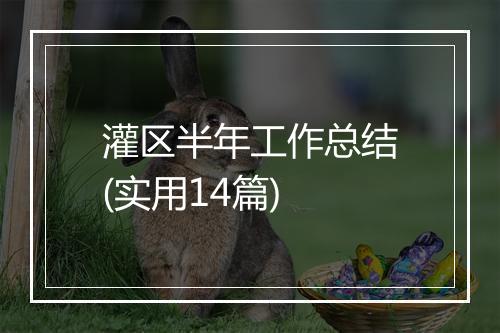 灌区半年工作总结(实用14篇)