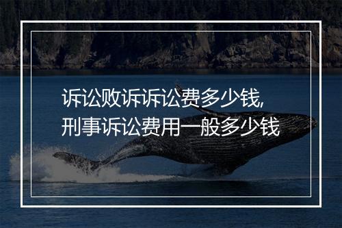 诉讼败诉诉讼费多少钱,刑事诉讼费用一般多少钱