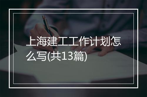 上海建工工作计划怎么写(共13篇)