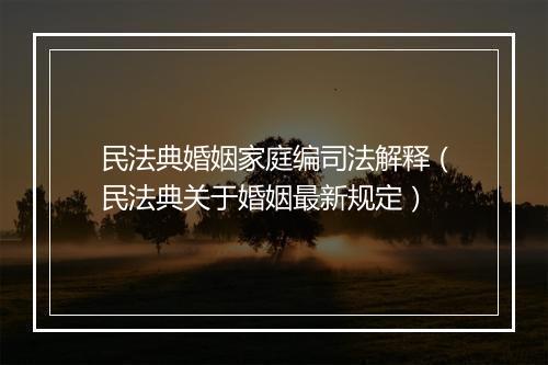 民法典婚姻家庭编司法解释（民法典关于婚姻最新规定）