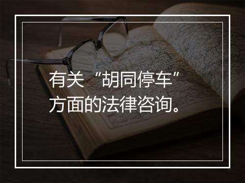 有关“胡同停车” 方面的法律咨询。