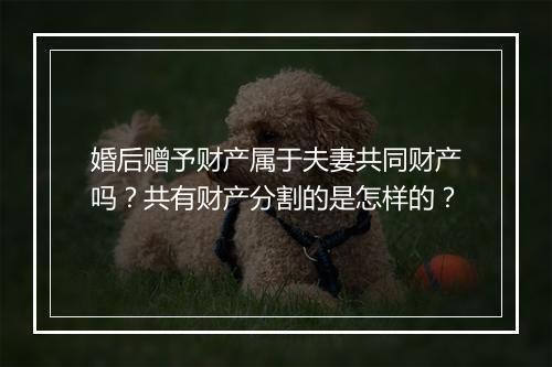 婚后赠予财产属于夫妻共同财产吗？共有财产分割的是怎样的？