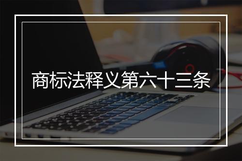 商标法释义第六十三条