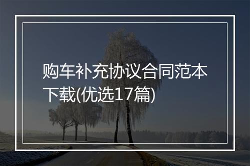 购车补充协议合同范本下载(优选17篇)