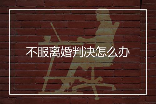 不服离婚判决怎么办
