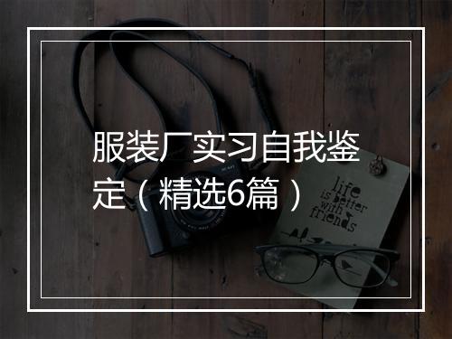 服装厂实习自我鉴定（精选6篇）
