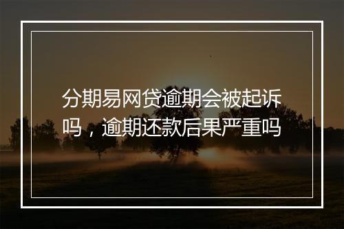 分期易网贷逾期会被起诉吗，逾期还款后果严重吗