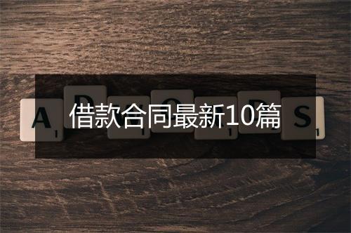 借款合同最新10篇