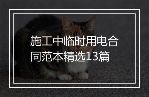 施工中临时用电合同范本精选13篇