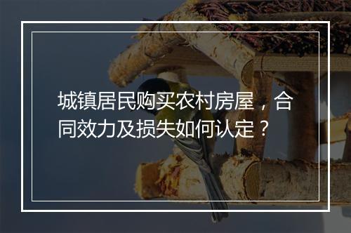城镇居民购买农村房屋，合同效力及损失如何认定？