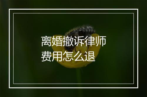 离婚撤诉律师费用怎么退