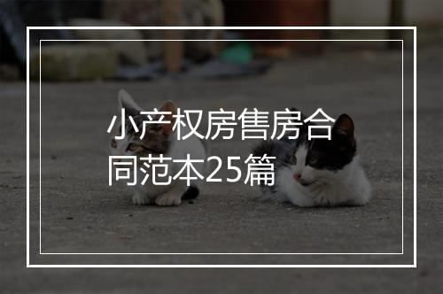 小产权房售房合同范本25篇