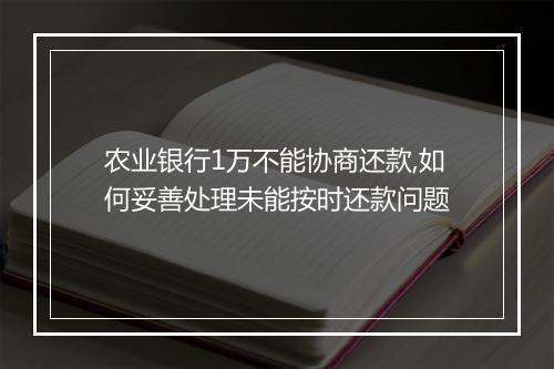 农业银行1万不能协商还款,如何妥善处理未能按时还款问题