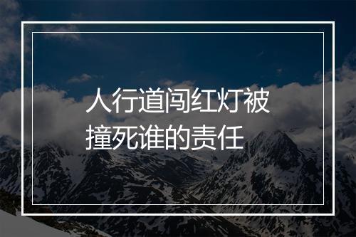 人行道闯红灯被撞死谁的责任