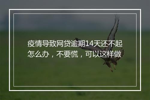 疫情导致网贷逾期14天还不起怎么办，不要慌，可以这样做