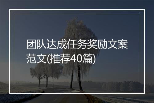 团队达成任务奖励文案范文(推荐40篇)