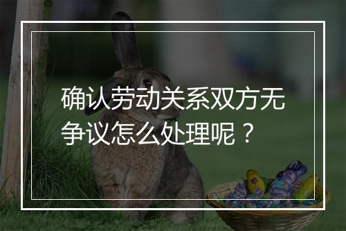 确认劳动关系双方无争议怎么处理呢？