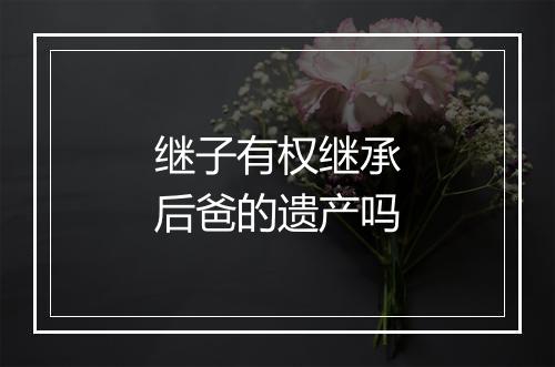 继子有权继承后爸的遗产吗