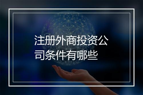 注册外商投资公司条件有哪些