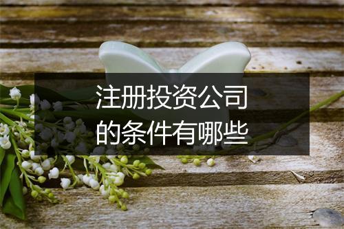 注册投资公司的条件有哪些