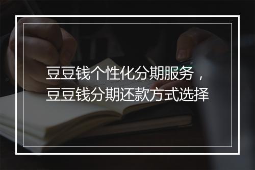 豆豆钱个性化分期服务，豆豆钱分期还款方式选择