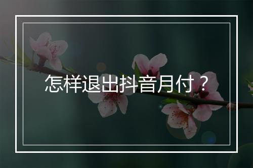 怎样退出抖音月付？