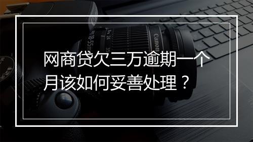 网商贷欠三万逾期一个月该如何妥善处理？