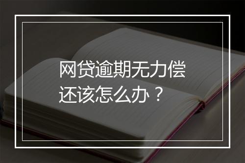 网贷逾期无力偿还该怎么办？