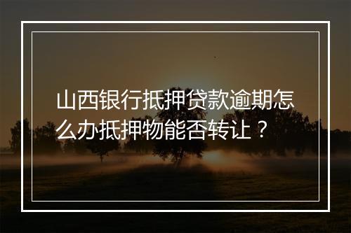 山西银行抵押贷款逾期怎么办抵押物能否转让？
