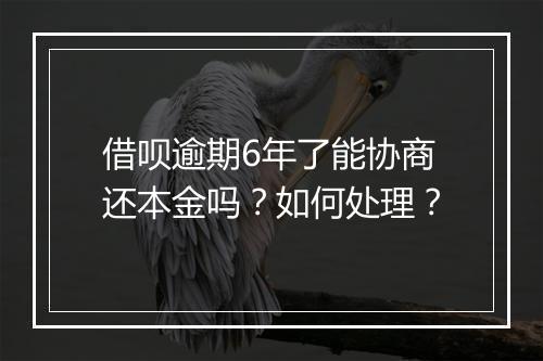 借呗逾期6年了能协商还本金吗？如何处理？