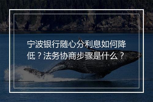 宁波银行随心分利息如何降低？法务协商步骤是什么？