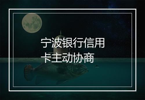宁波银行信用卡主动协商