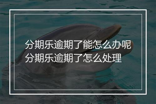 分期乐逾期了能怎么办呢分期乐逾期了怎么处理