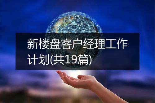 新楼盘客户经理工作计划(共19篇)