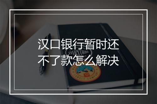 汉口银行暂时还不了款怎么解决