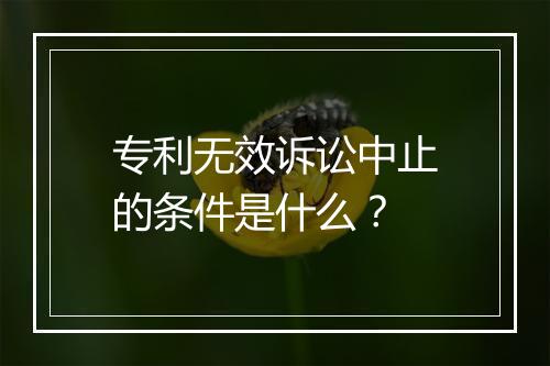 专利无效诉讼中止的条件是什么？