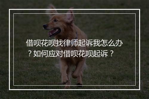 借呗花呗找律师起诉我怎么办？如何应对借呗花呗起诉？