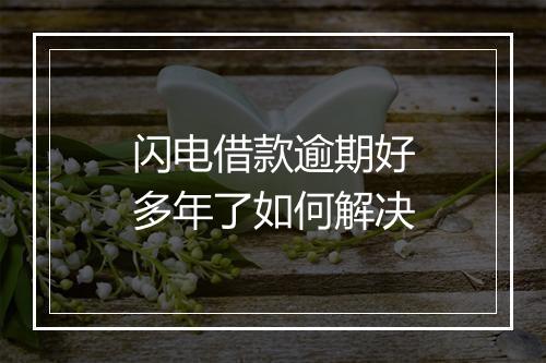 闪电借款逾期好多年了如何解决