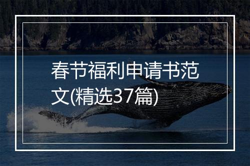 春节福利申请书范文(精选37篇)