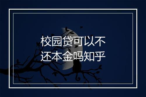 校园贷可以不还本金吗知乎