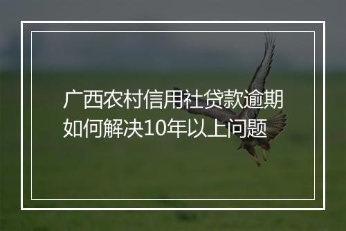广西农村信用社贷款逾期如何解决10年以上问题
