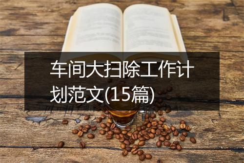 车间大扫除工作计划范文(15篇)
